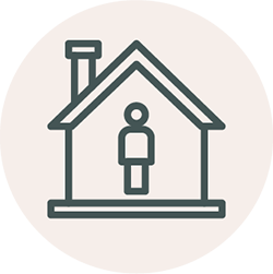 Icon of a person standing inside of a house