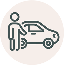 Icon of person standing next to a car