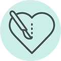 Heart icon representing open heart surgery