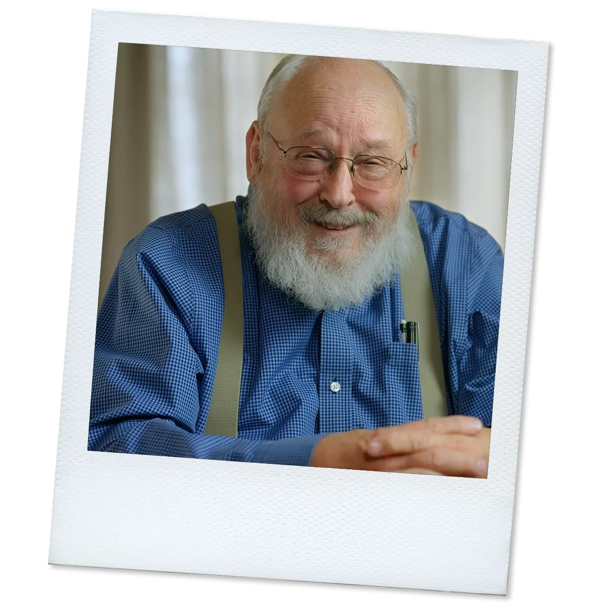 Polaroid of Rick, a real TAVR patient, playing the guitar