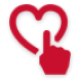 Icon of a finger pointing inside a heart