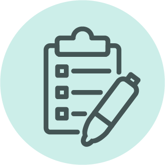 Icon of clipboard with pen