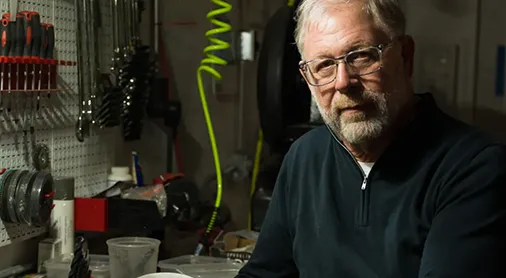 Video thumbnail of Norm, a real TAVR patient, sitting on a rock”