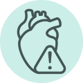 Icon of warning symbol overlaid on heart