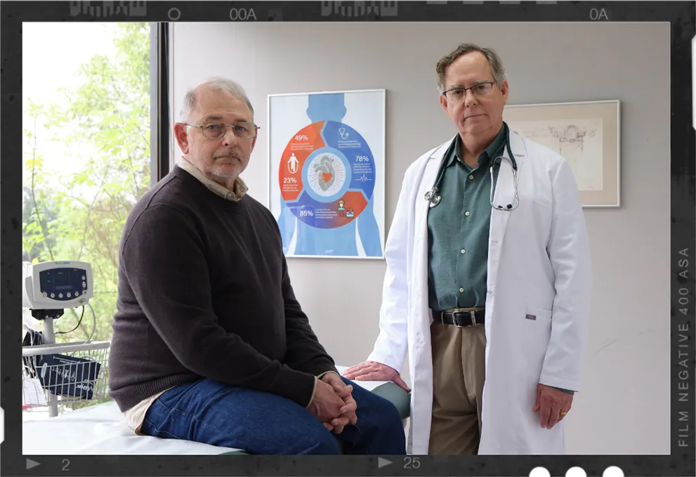 Rick, a real TAVR patient, speaking with a cardiologist