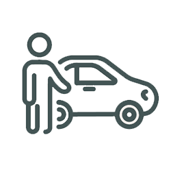 Icon of person standing next to a car