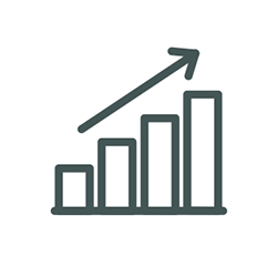 Icon of bar graph trending upwards