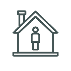 Icon of a person standing inside of a house