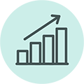 Icon depicting an upward trending arrow on a graph