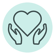 Icon of two hands holding up a heart