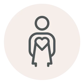 Icon of a woman to represent women have a 10% lower likelihood of appropriate transthoracic echocardiographic (TTE) surveillance than men