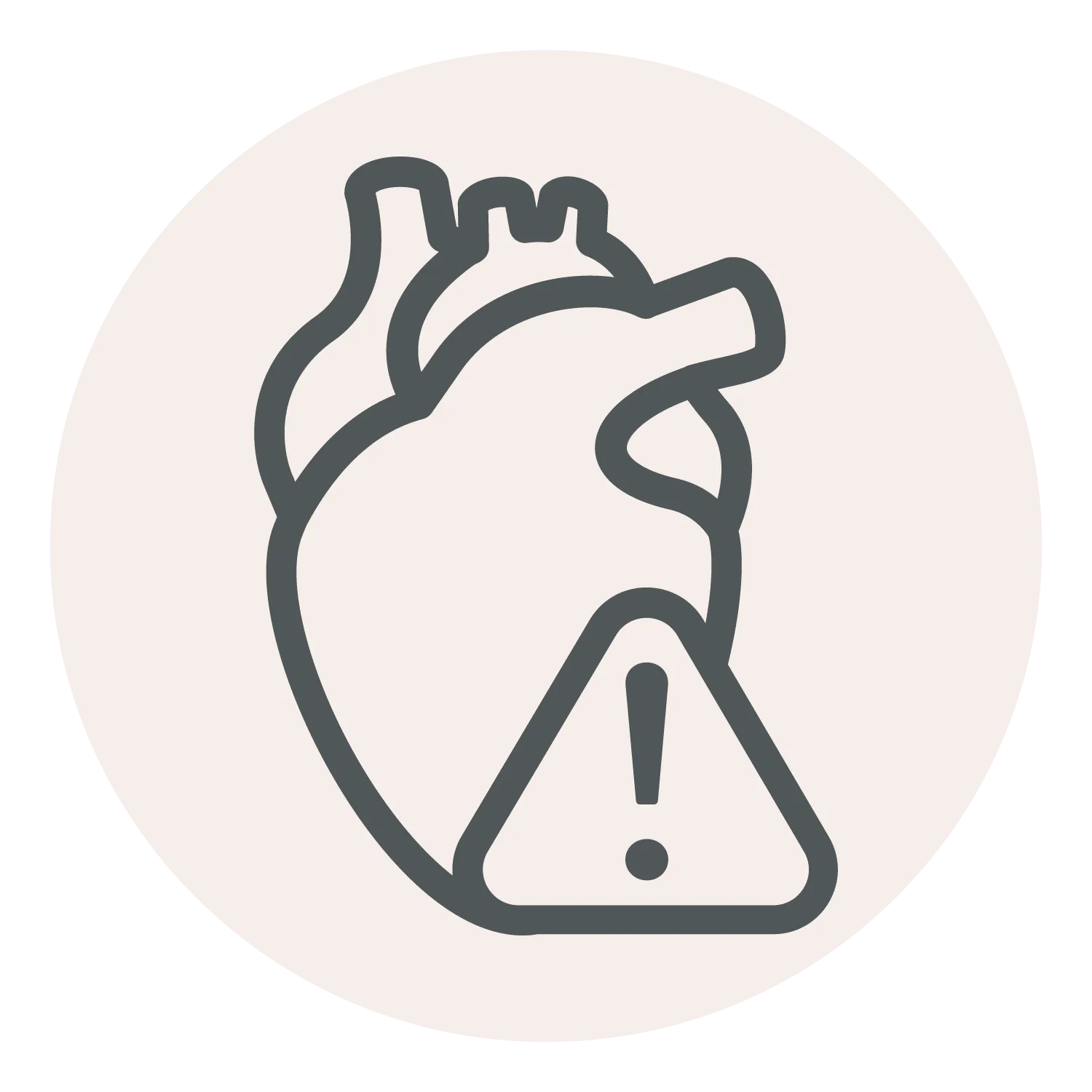 Icon of heart showing increased risk of cardiac events and mortality in women